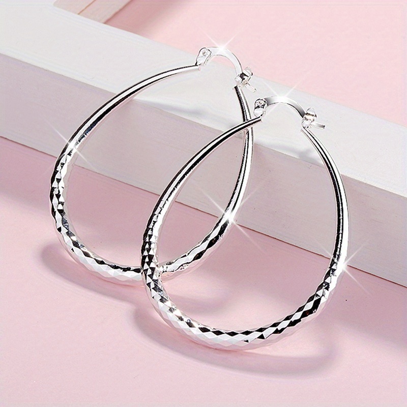 

Elegant 925 Sterling Silver-plated Hoop Earrings For Women - Luxurious Copper Alloy, Parties & Weddings, Fine , Holiday Gifts