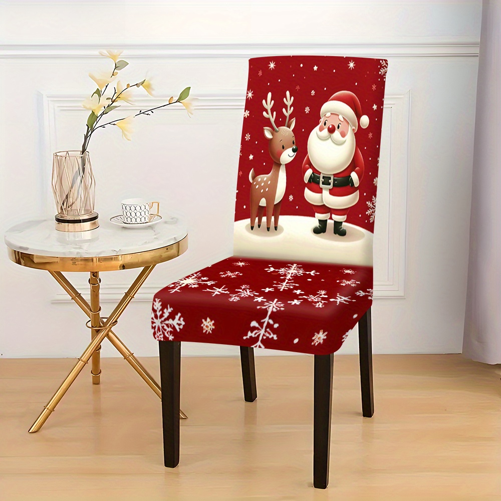 

2/4/6pcs Christmas Set - -, Polyester Slipcovers For Dining & Chairs