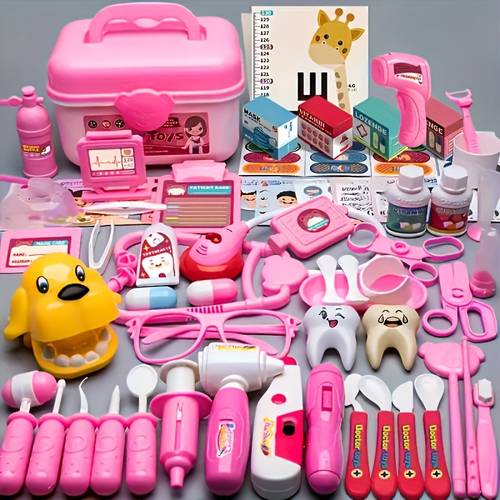 40 piezas de juguetes de simulación de médico rosa, juguete de médico, estetoscopio de enfermera de simulación para niñas, inyección, un juguete de simulación dental, como halloween, las piezas de regalo de navidad están de color aleatorio
