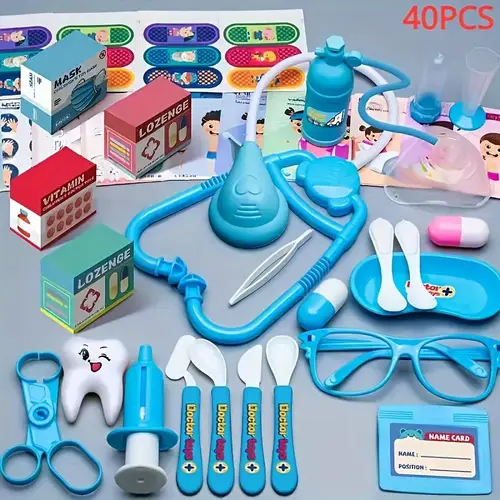 40pcs blue pretend play toys childrens toy girls simulation nurses stethoscope injection a dental pretend play toys as halloween chrismas gift parts are colored