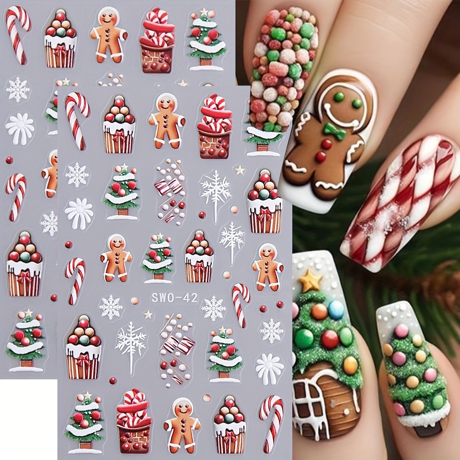 

1pc Christmas Gingerbread For Man 3d Nail Art Stickers Self-adhesive Decals For