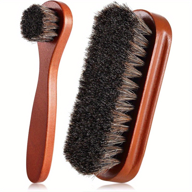 

2-piece Set Brushes, Wooden Handle Polishing And Cleaning Kit For Leather Shoes, Boots, Suede Care Brush Set