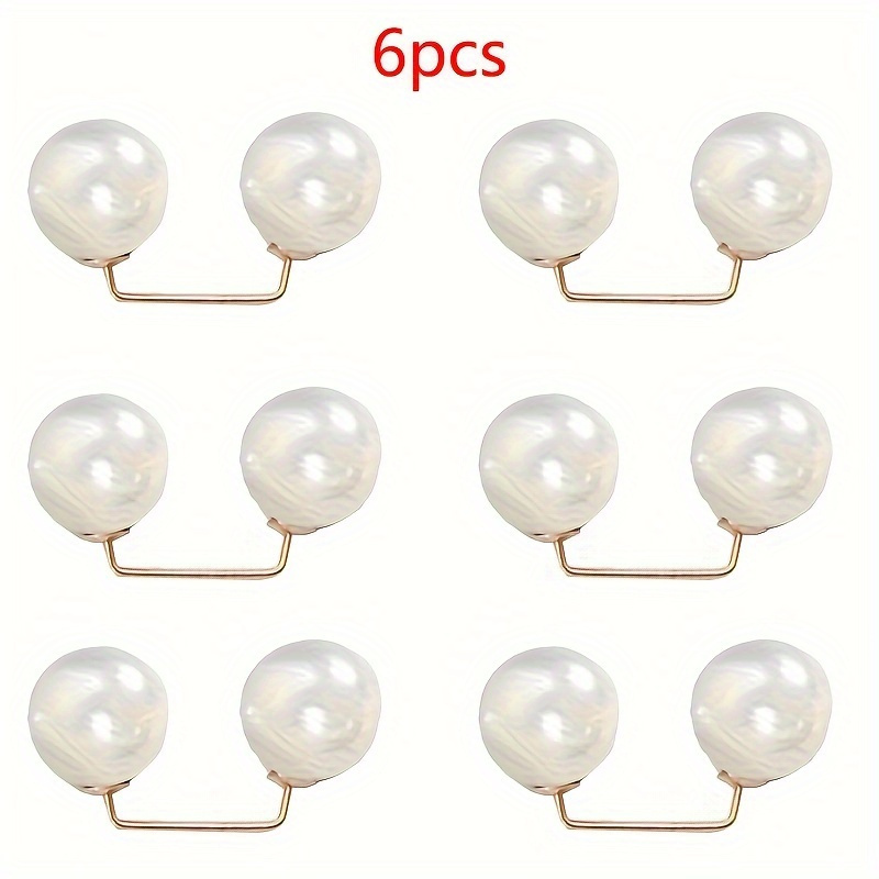 6pcs Elegant Pearl Brooch Pins In Mixed Colors - Ideal For Dress, Scarf & Collar Adjustments, Secure Anti-slip Waist Tightening Safety Pin Set, Pins For Clothes