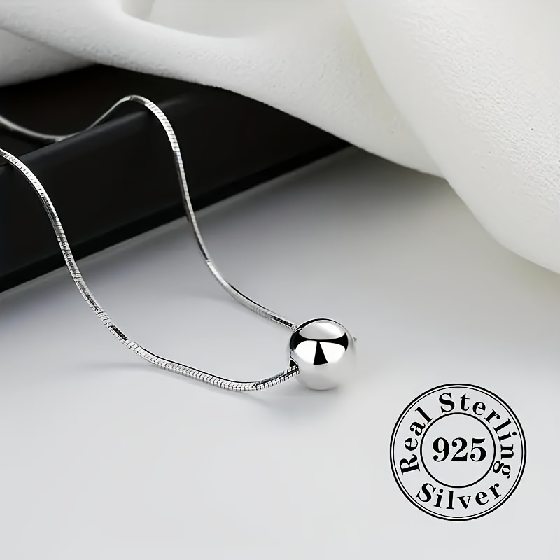 

925 Sterling Silver Ball Snake Bone Chain Necklace - Exquisite Wife Anniversary Gift Jewelry