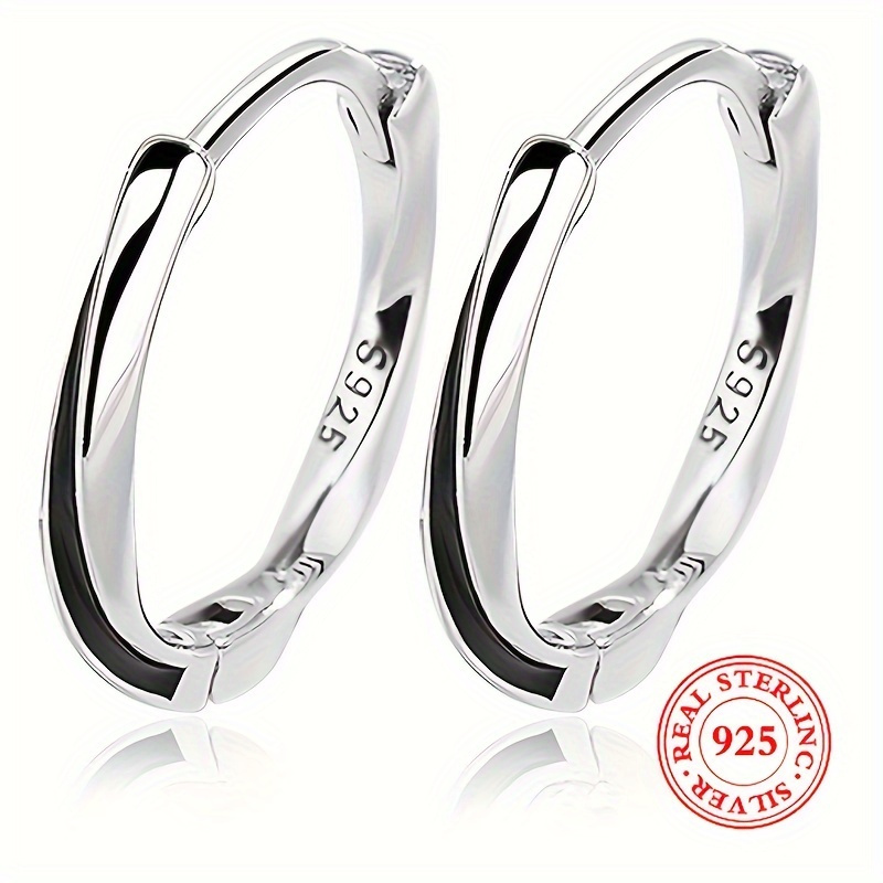 

925 Sterling Silver Hypoallergenic Hoop Earrings Simple Elegant Style Suitable For Women