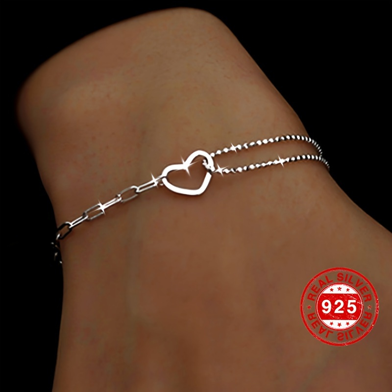 

925 Sterling Chain Bracelet Elegant Hand Chain Jewelry Decoration Design, Perfect Gift For Mother, Weight 0.07oz