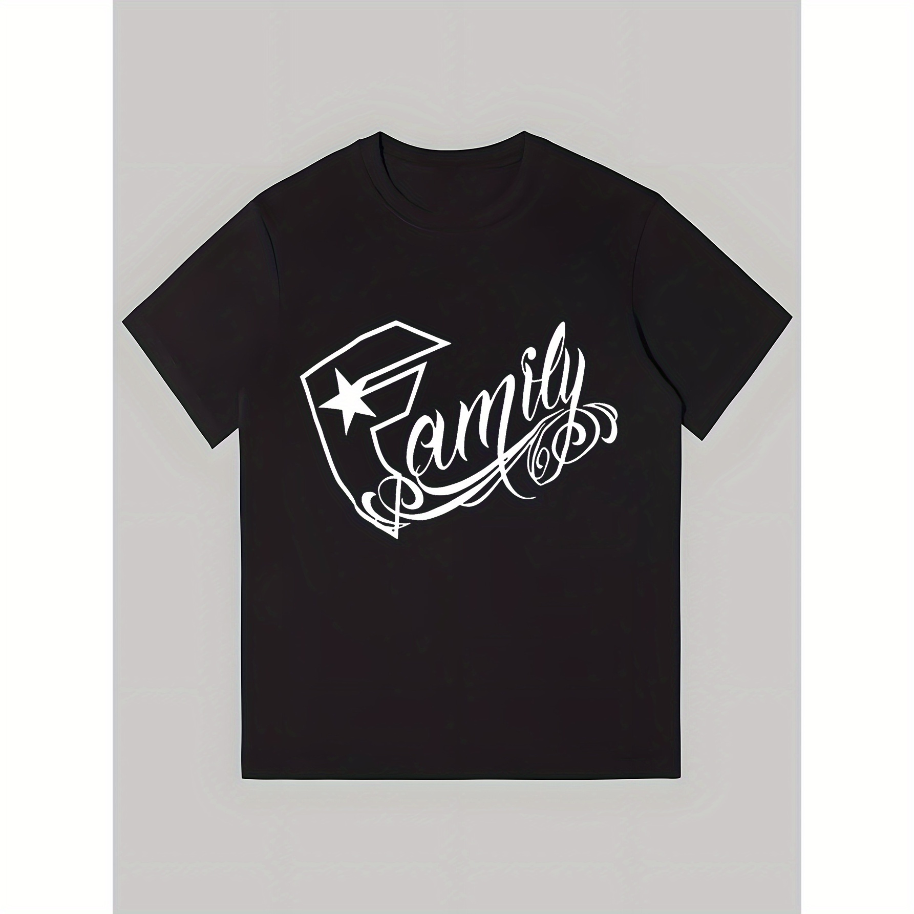 

Men' Family Short Sleeve, Chic Letter Print Design- Perfect For Summer Sports, Casual Wear, And Everyday Styling