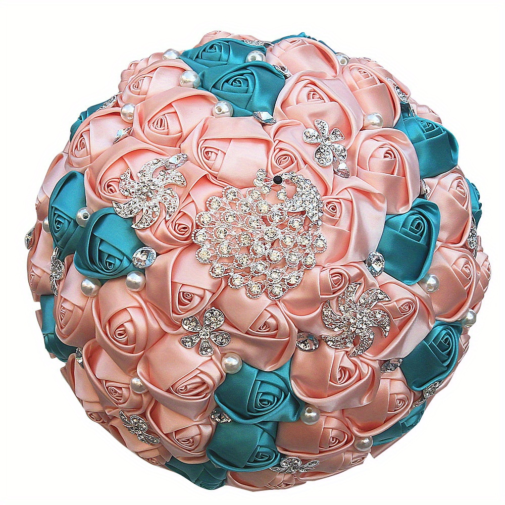     peyon bilan to'y buketi, qo'lda ishlangan polyester va spandeks bilan bezatilgan, nafis to'y aksessuari tafsilotlari 1