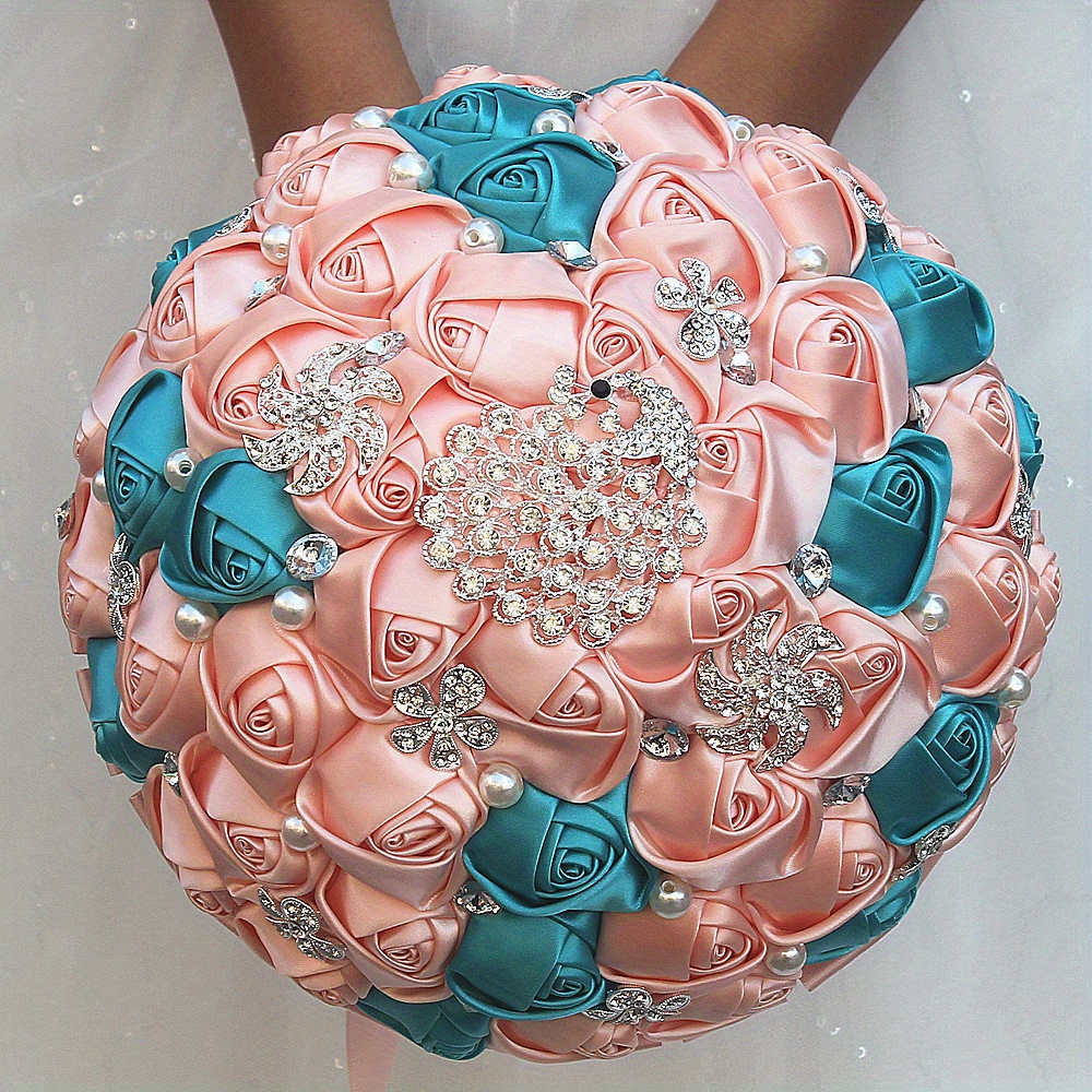     peyon bilan to'y buketi, qo'lda ishlangan polyester va spandex bilan bezatilgan, nafis to'y aksessuari tafsilotlari 2