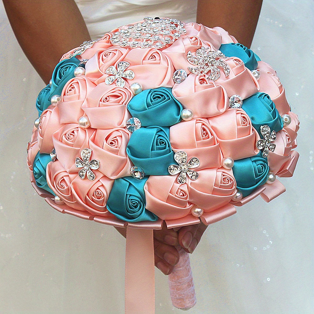     peyon bilan to'y buketi, qo'lda ishlangan polyester va spandex bilan bezatilgan, nafis to'y aksessuari tafsilotlari 3