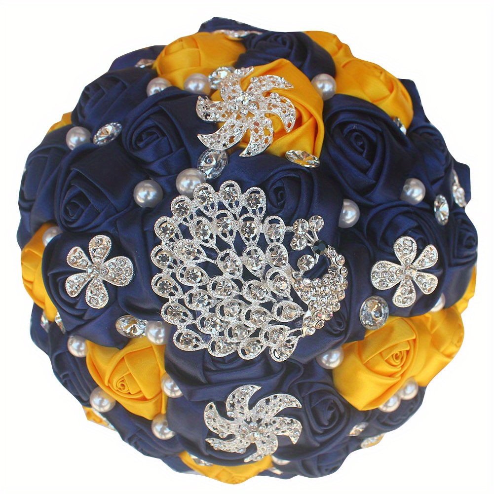     peyon bilan to'y buketi, qo'lda ishlangan polyester va spandeks bilan bezatilgan, nafis to'y aksessuari tafsilotlari 6