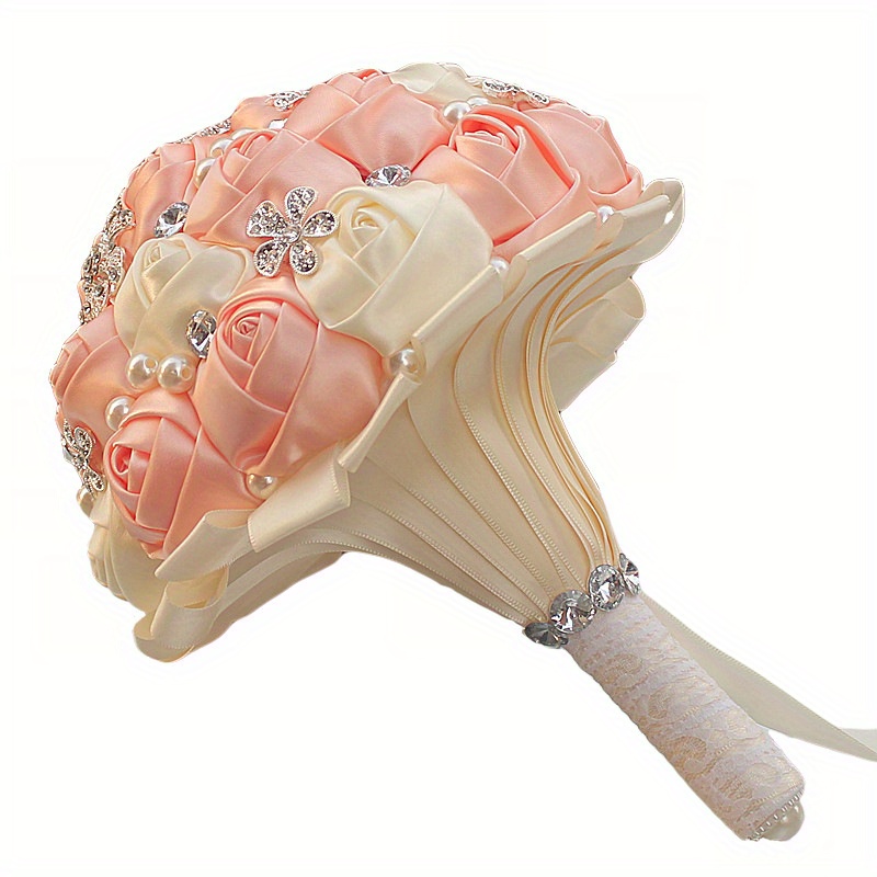     peyon bilan to'y buketi, qo'lda ishlangan polyester va spandex bilan bezatilgan, nafis to'y aksessuari tafsilotlari 19