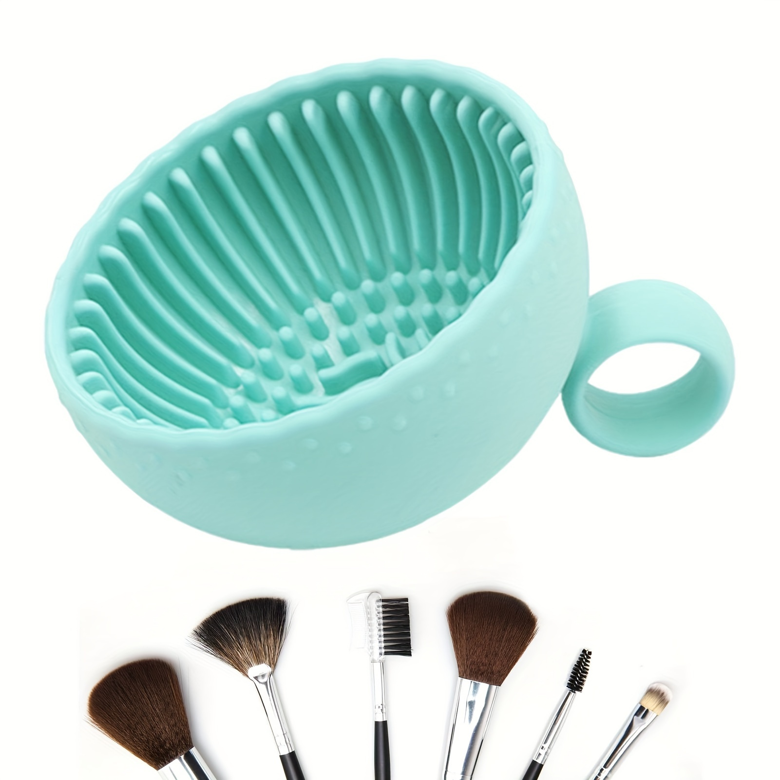 silicone makeup brush cleaner bowl   unscented brush   with scrubber pad for eyebrow blush facial eye brushes Product details 2