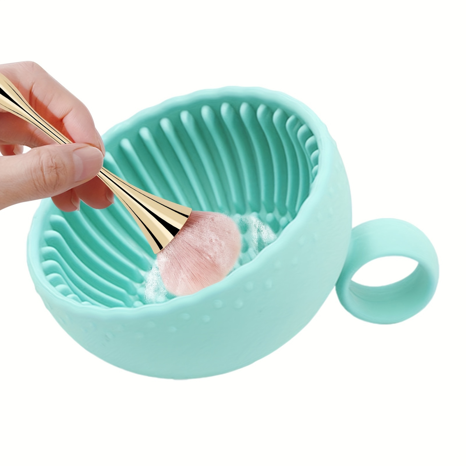 silicone makeup brush cleaner bowl   unscented brush   with scrubber pad for eyebrow blush facial eye brushes Product details 7
