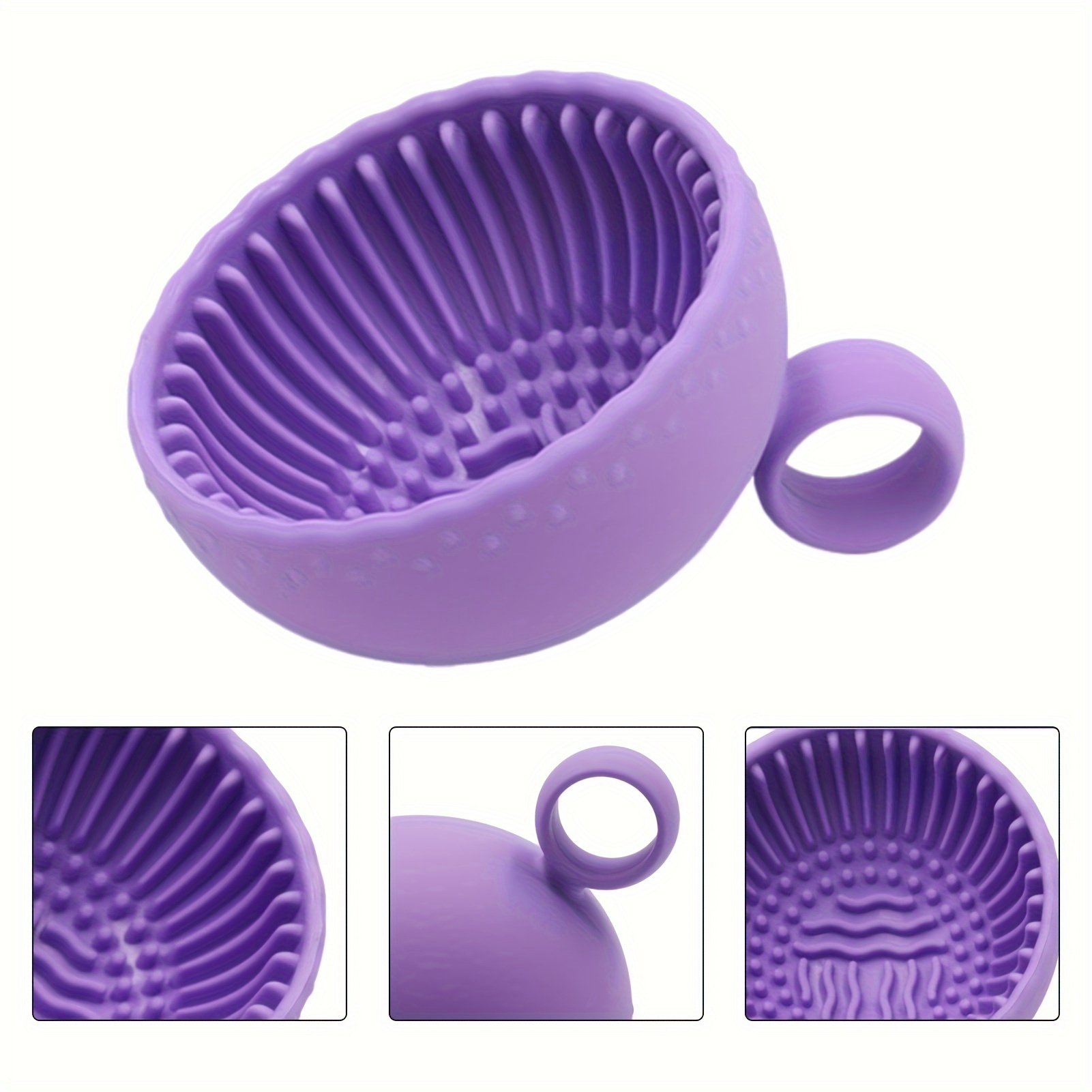 silicone makeup brush cleaner bowl   unscented brush   with scrubber pad for eyebrow blush facial eye brushes Product details 8