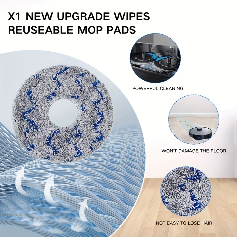 10 pack washable mopping pads for ecovacs t10 turbo   x1  1 turbo robot vacuum cleaner reusable microfiber cloth mop attachments no tool installation floor cleaning accessories details 1