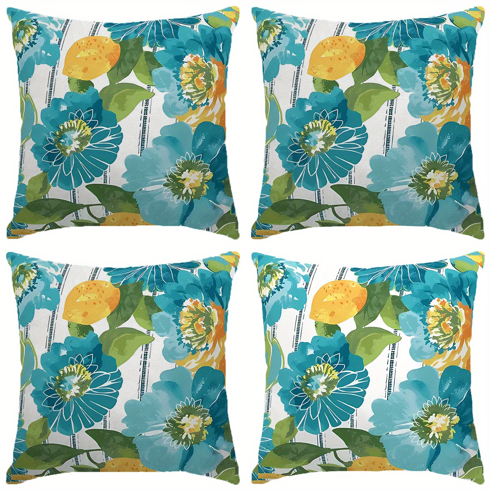 

4 Modern Watercolor Fashion Print Pillowcases, Suitable For Indoor And Outdoor Use, Furniture, Garden Sofa, And Farmhouse Decor, 18x18" Cushions.