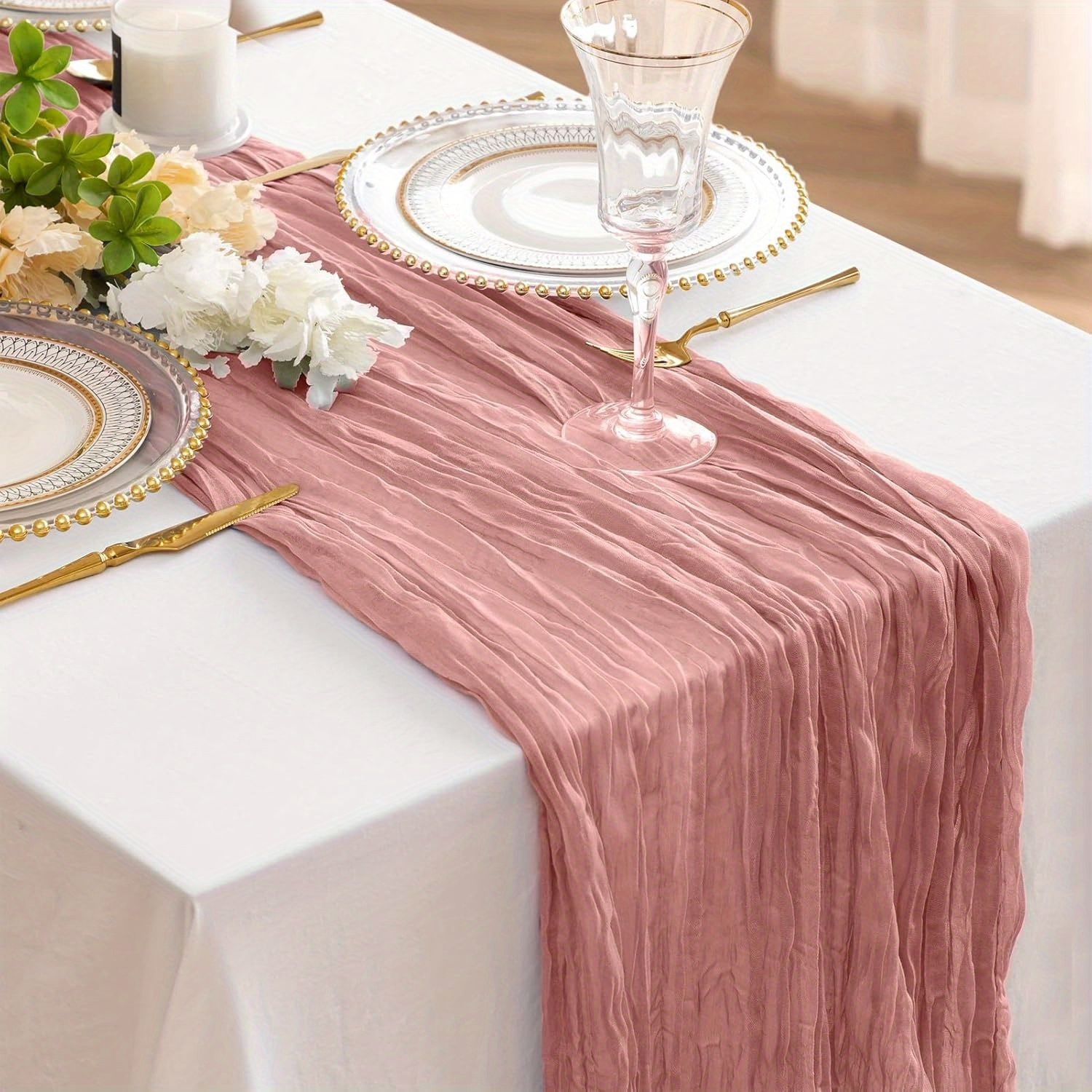 Antique Blush good Rose Table Runner