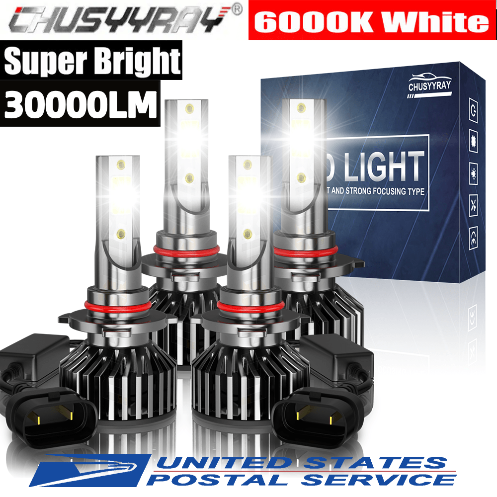 

Led Headlight Bulbs Combo 9005 9006 Two-sided Ultra Bright Cob Chip 100w 30000lm 6000k Cold White, Pack Of 4