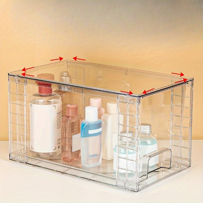 Large Stackable Clear Acrylic Storage Drawer With Handles - Easy Assembly, Versatile Organizer For Bathroom, Kitchen, Closet & Pantry - Durable Plastic Construction,storage Bins For Home Organization