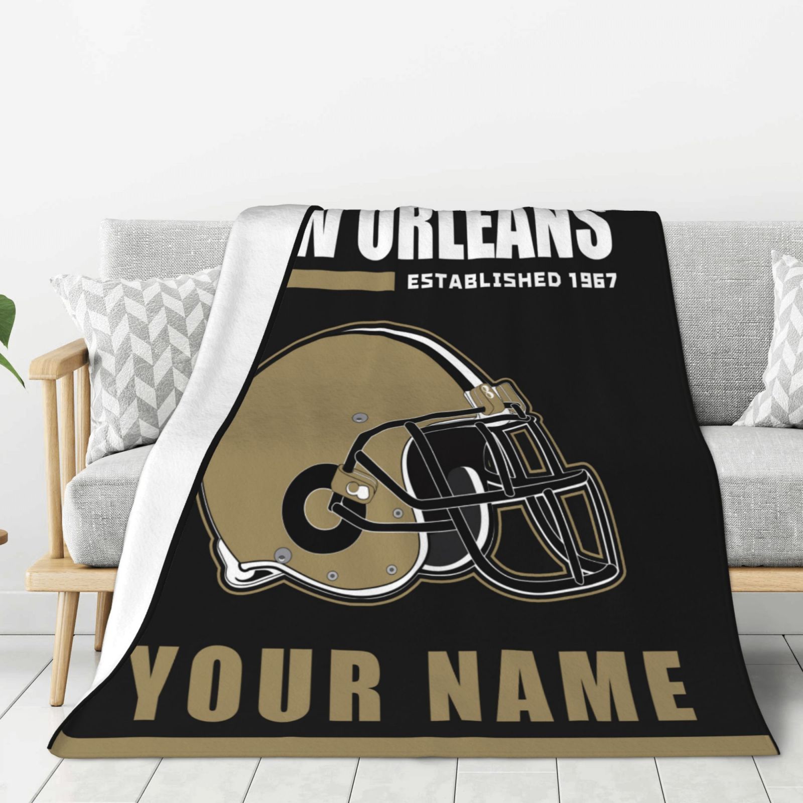 

Custom New Orleans Throw Blanket, Personalized Blanket With , Customized Lightweight Soft Flannel Blankets Gifts Ideal For Men Women Youth Fans