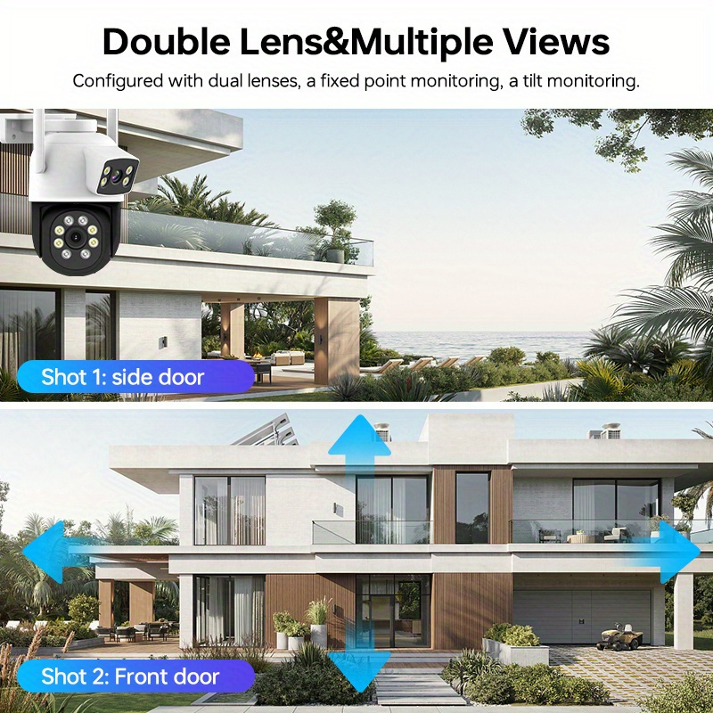 2pcs 4MP Dual Lens Outdoor Security Cameras - Wireless, WiFi (2.4G & 5G), PTZ with Color Night Vision, AI Motion Detection, Auto Tracking, 2-Way Audio, IP65 Waterproof, Compatible with Eseecloud App details 6