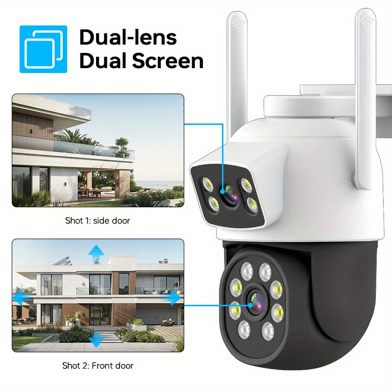 2pcs 4MP Dual Lens Outdoor Security Cameras - Wireless, WiFi (2.4G & 5G), PTZ with Color Night Vision, AI Motion Detection, Auto Tracking, 2-Way Audio, IP65 Waterproof, Compatible with Eseecloud App details 3