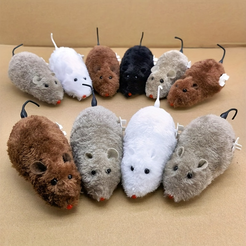 

4-pack Plush Mechanical Mice Toy Set, Fake Mouse Prank Moving Toys For Cats And Dogs, Suitable For All Breeds, No Battery Required