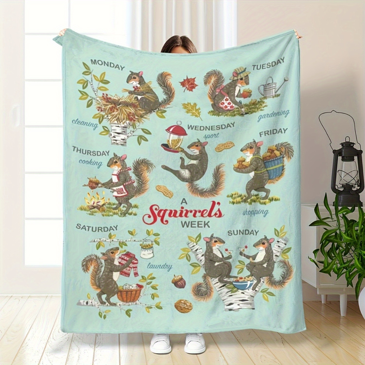 

1pc Flannel Cartoon Squirrel Printed Blanket Shawl Blanket Nap Throw Soft Skin-friendly Casual Sofa Blanket, Throw Blanket, Nap Blanket, Multi-purpose Blanket