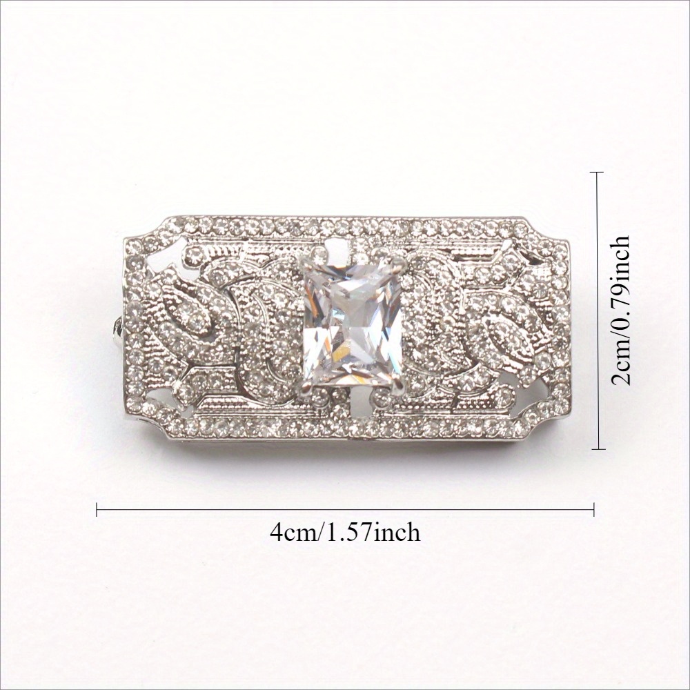 1pc elegant luxury hollow square brooch with   embellishments irregular shaped anti slip pin for dress party wedding accessories womens fashion accessory details 4