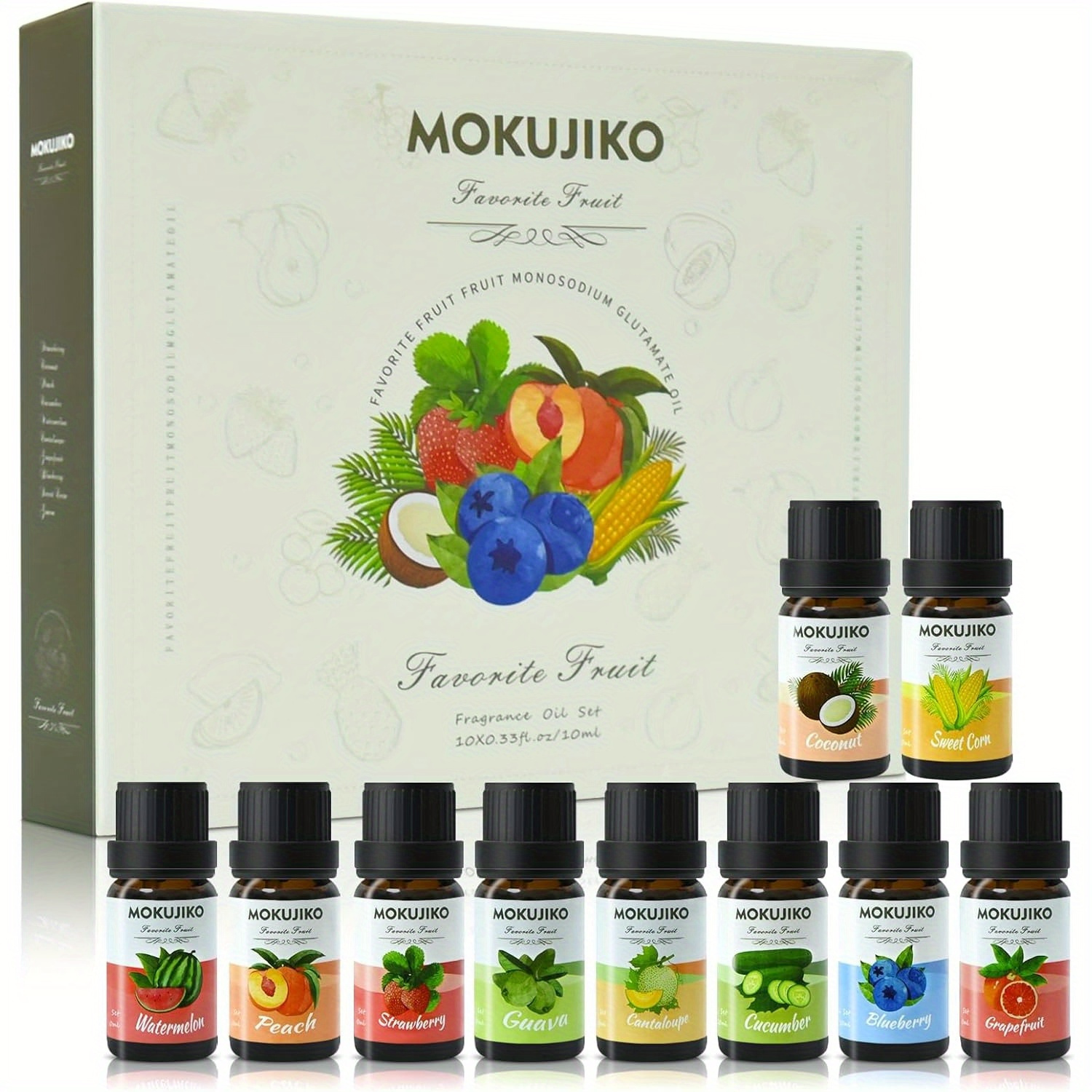 

Fruity Essential Oil Set, 10x10ml Fragrance Oil For Soap&candle Making, Premium Essential Oil, Aromatherapy Diffuser Oils Gift Set- Cucumber, Blueberries, Coconut, Strawberry, Peach, Grapefruit