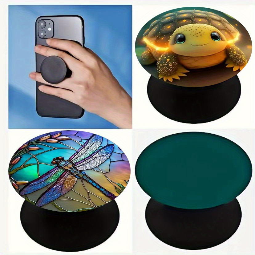 

Stained Glass Dragonfly And Turtle Mobile Phone Holder: 360-degree , Retractable, Foldable, Adjustable Height - Abs Material