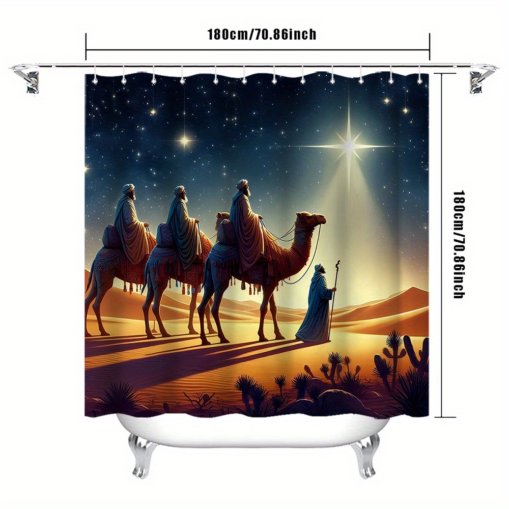 TEMU 1pc Christmas- Shower Curtain - Polyester, Bathroom Decor 12 Included