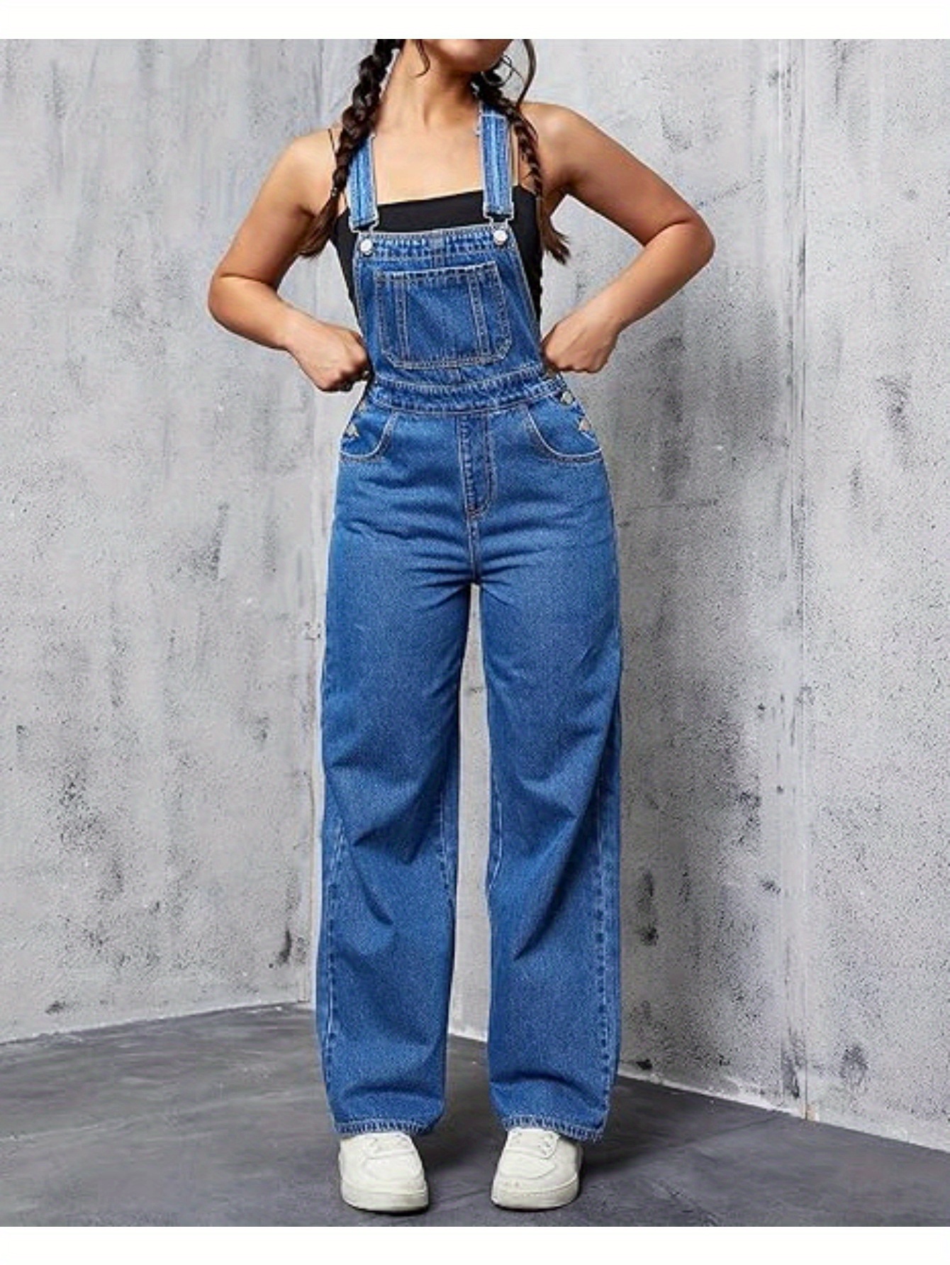 Hybrid & Company Women's Stretch Denim Jumpsuit Overalls