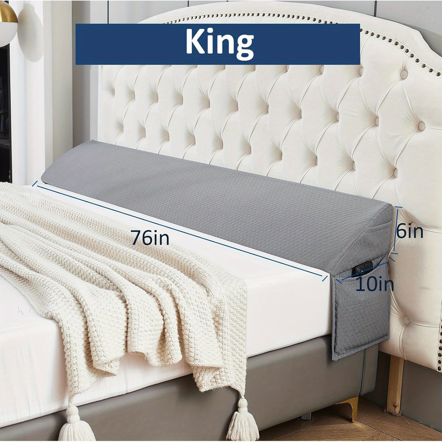 Bed Wedge Pillow - Bed * Filler - * - Headboard Pillow Fill The * 0-6&*; * Headboard and Mattress (Grey)