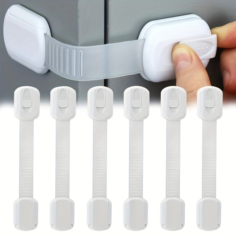 

[1/2/3/4/5/6/10pcs Anti-pinch Safety Cabinet Locks] 1/2/3/4/5/6/10pcs Sdone Safety Cabinet Locks, Adjustable Length, Anti-pinch, Plastic, With Adhesive Pad, For Drawer, Refrigerator, Bathroom - White