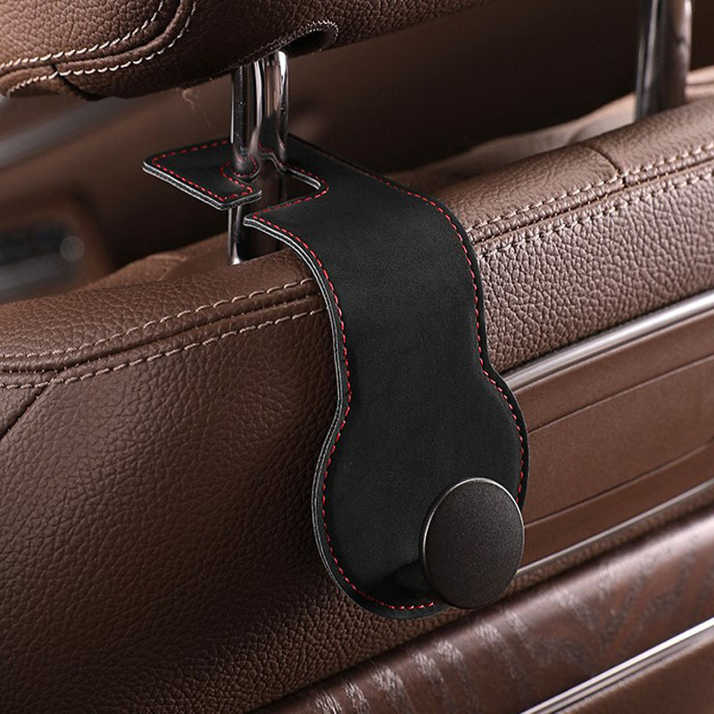 PU Leather Car Seat Headrest Hooks, Front & Back Coat Hanger