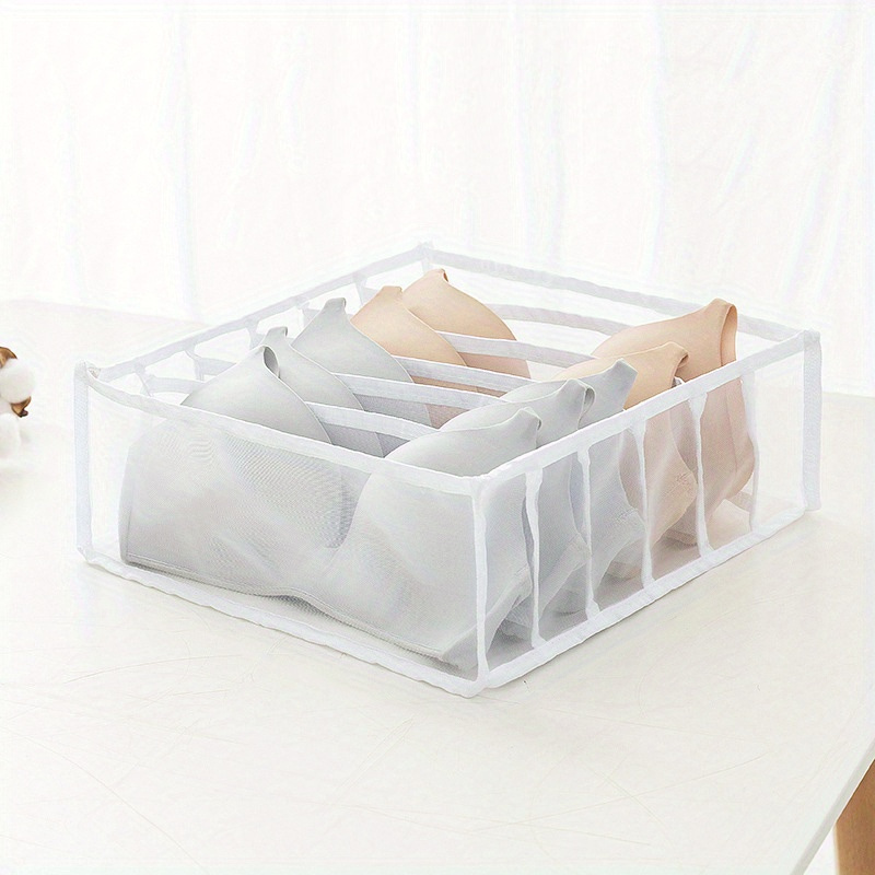 TEMU 1pc Bra Drawer Organizers, 6 Grids Underwear Wardrobe Organizers Divider, Lingerie Storage Bins, Closet Organizers And Storage Boxes, Foldable
