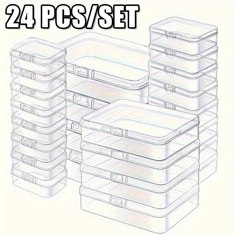 

24pcs/set Boîtes de rangement rectangulaires en plastique , organisateur multifonctionnel couvercles, les de , , perles, boutons, graines, tri et rangement de , fournitures d'artisanat et