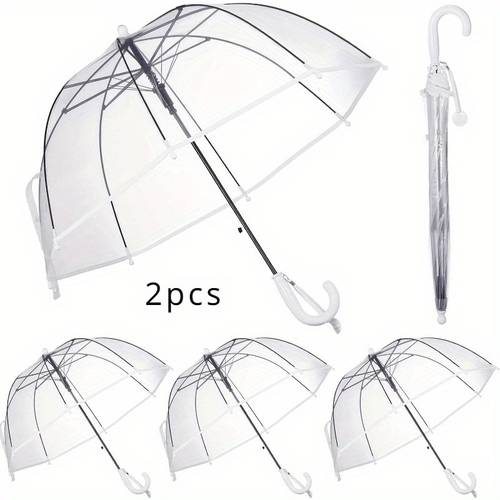 2pcs mgh kids clear windproof bubble umbrella auto open high quality 8 rib transparent windproof umbrella with ergonomic handle for boys girls outdoor activities children rain protection stylish childrens accessory sturdy kid umbrella