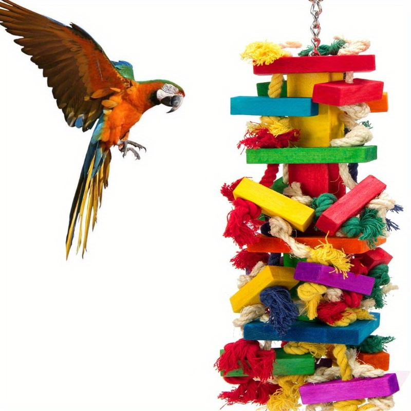 

Medium And Large Bird Chew Toys, Wooden Colorful Toy Bird Supplies For Macaws, Parrots