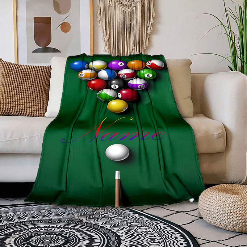 

Custom Name Billiards Design Flannel Throw Blanket - Personalized Gift For All Occasions, Digital Print, Polyester, All-season For Home, Office, Camping, Travel - Modern Decorative Item