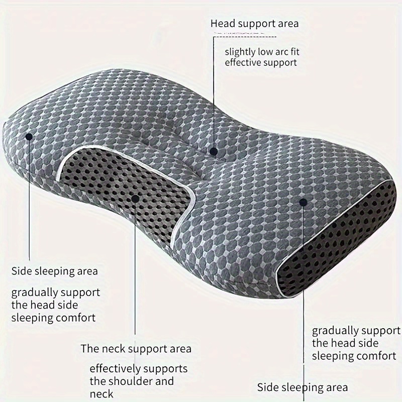 1pc ergonomic orthopedic neck support pillow for     ideal for back stomach sleepers breathable polyester pillowcase washable with diamond   side bolster for     details 4