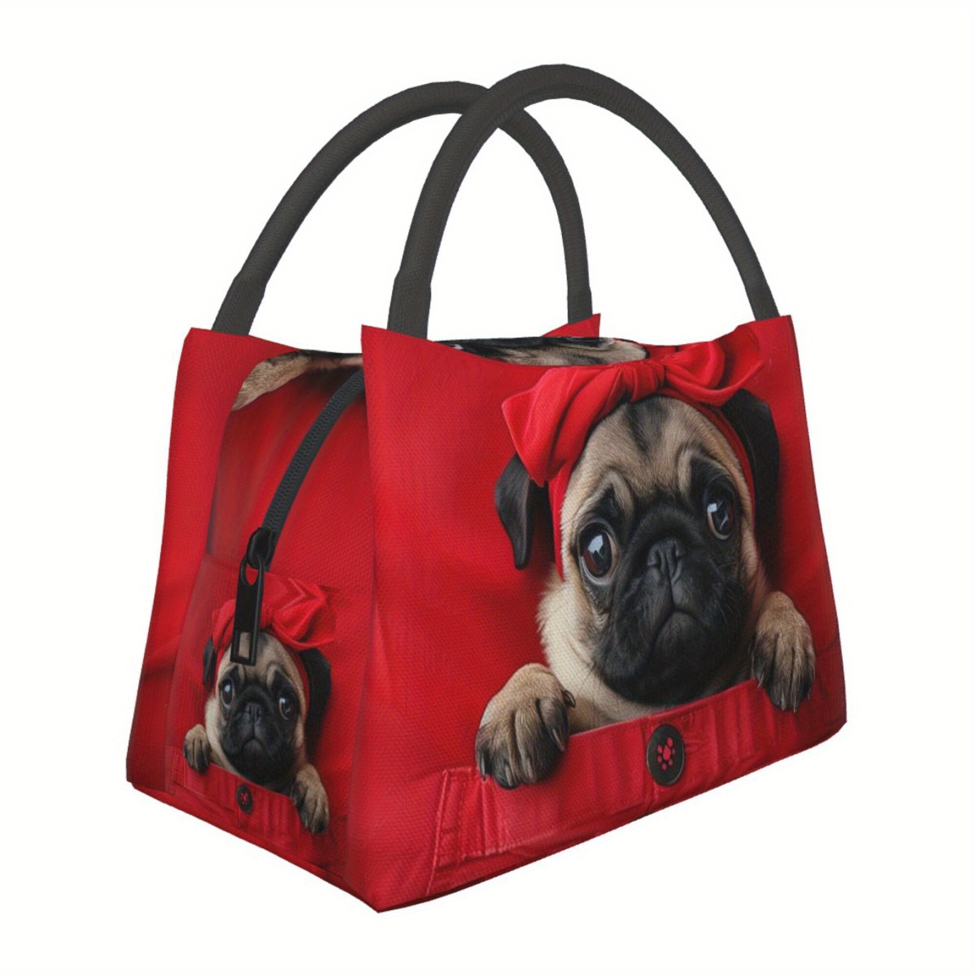 

1pc Merry Christmas Red Bottom Puppy Pattern, Portable Reusable Cooler Bag, Insulated Lunch Bag For Camping Picnic Beach , Suitable For Home, Restaurant, Office, And Outdoor