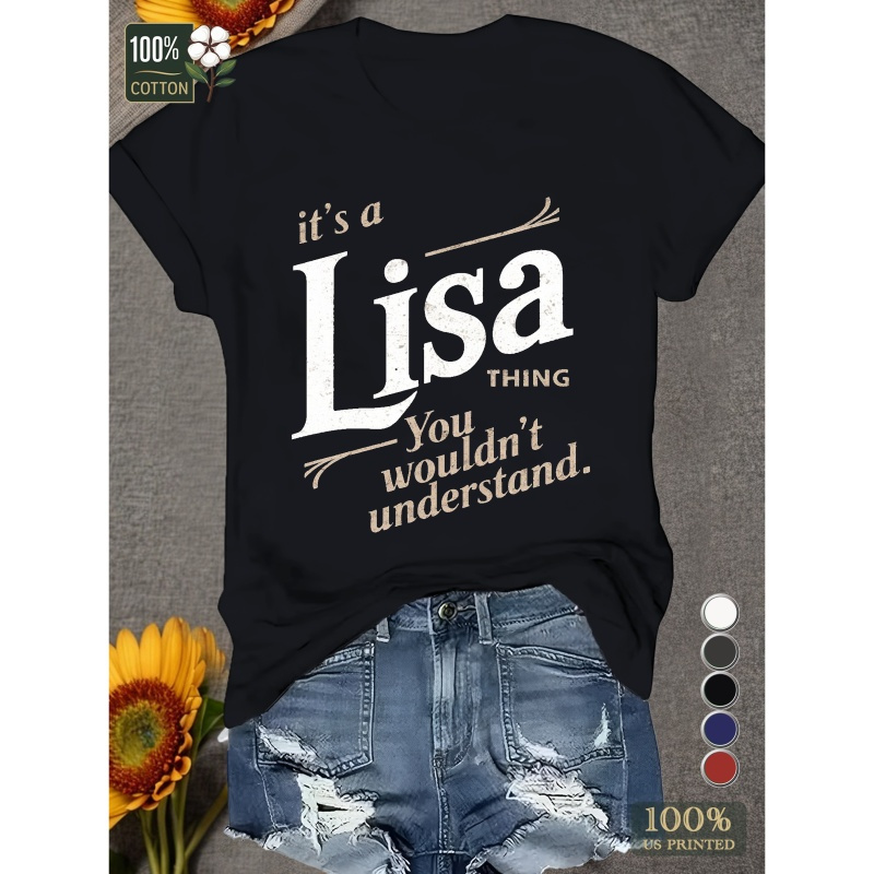 

Lisa Typography Design Pure Cotton Women's Tshirt Comfort Fit