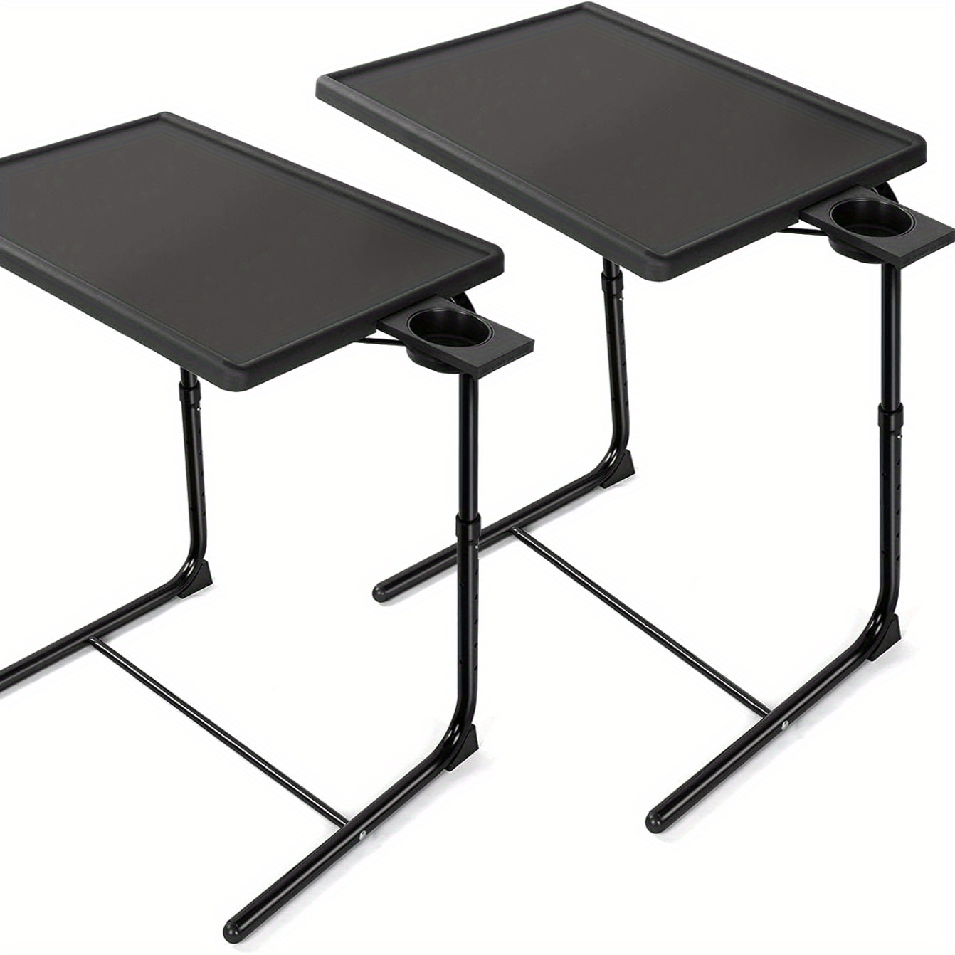 

Adjustable Tv Tray Table (2 Pack) - Foldable Desk With 6 Height & 3 Tilt Angle Settings, Ideal For Office And Home Office Desks