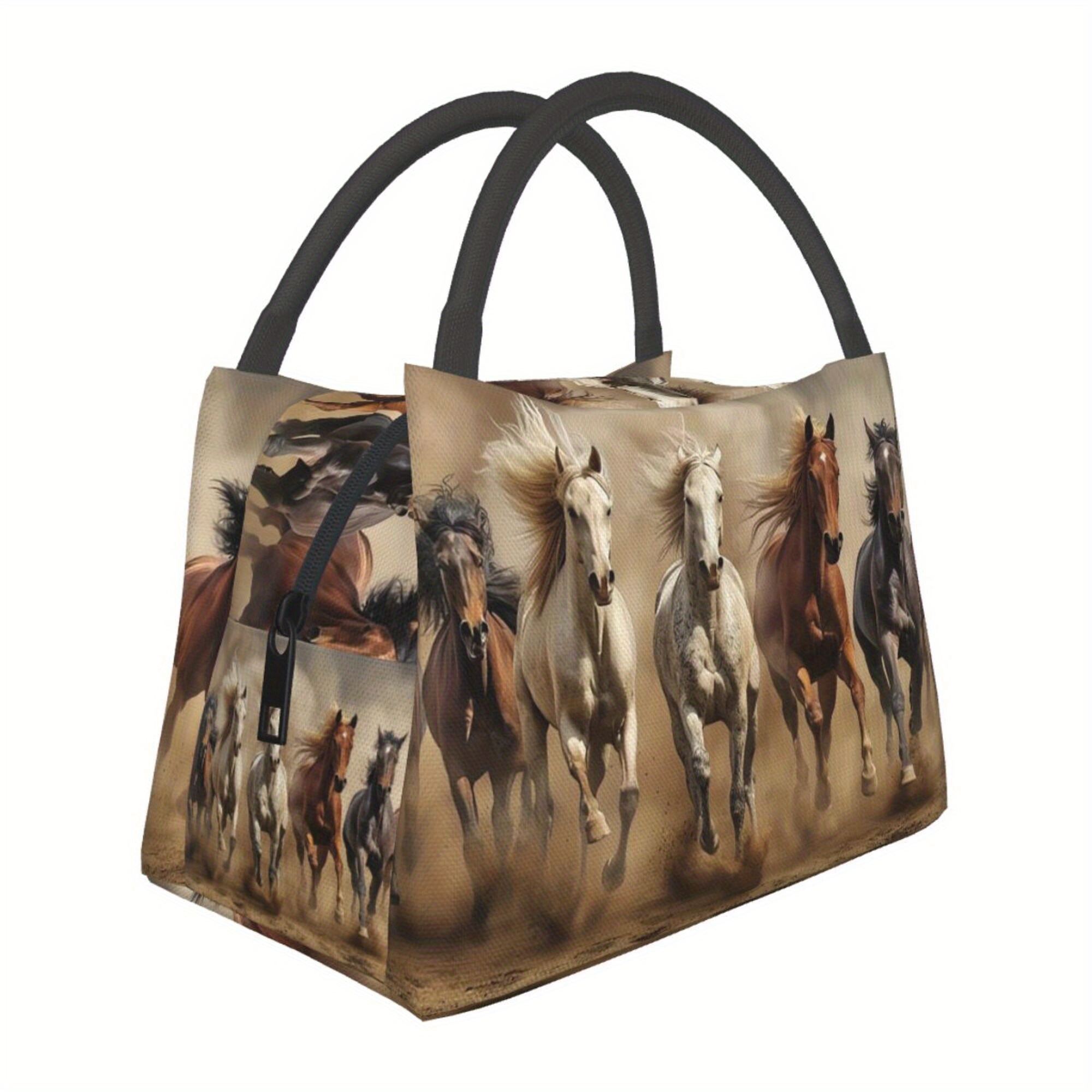 TEMU 1pc Christmas Happy Horse Pattern, Portable Reusable Cooler Bag, Cooler Bag, Insulated Lunch Bag, Essential For Camping, Picnic And Beach,