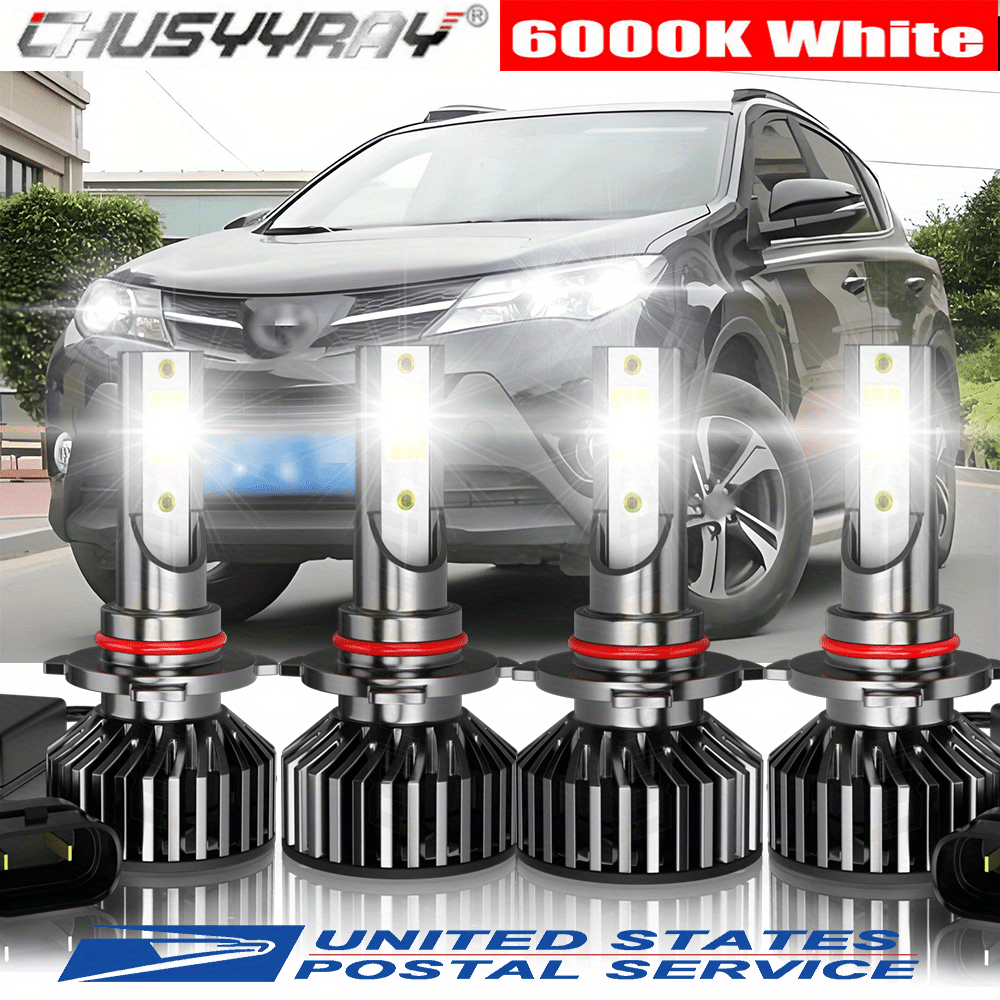 

Led Headlight Bulbs Combo 9005 9006 Fit For Toyota Rav4 2006-2012 Two-sided Ultra Bright Cob Chip 60w 26000lm 6000k Cold White, Pack Of 4