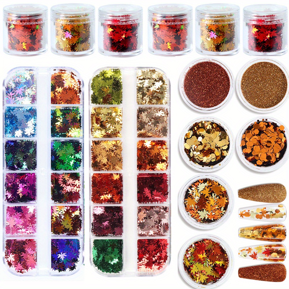 

12 + 24 Grids Fall Sequins Decor Halloween Christmas Sequins Decals For Women Diy Decoration