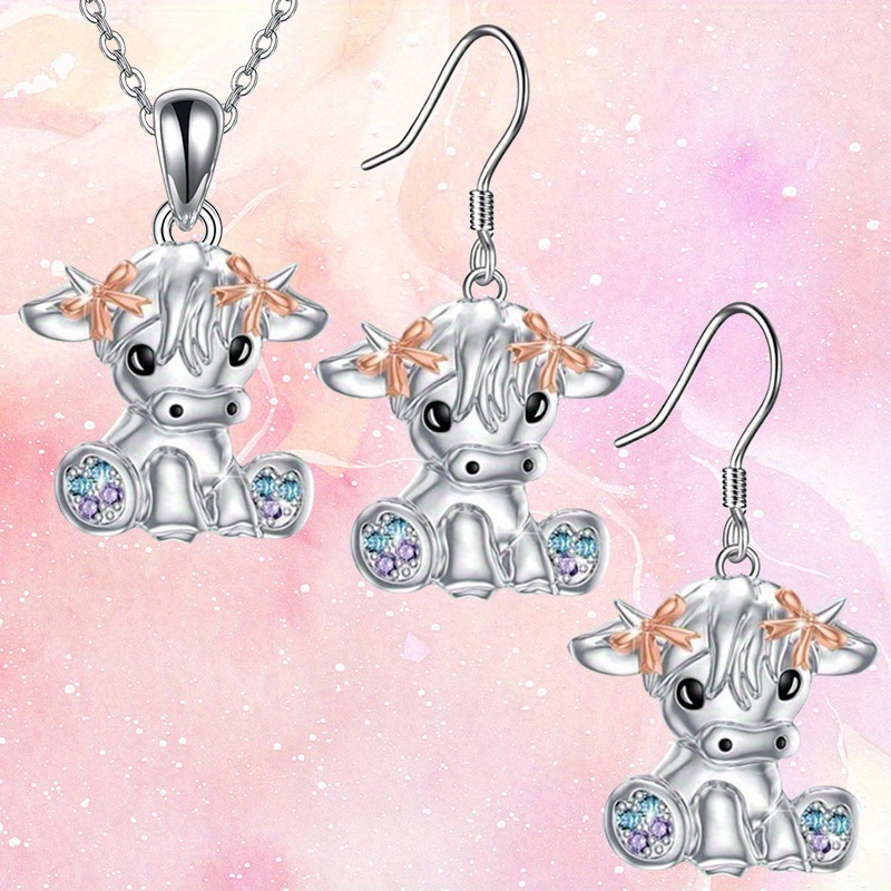 

3pcs Cow Jewelry Set - Alloy And Necklace For , , And - For Christmas And